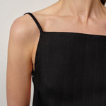 LUCA WOOL DRESS BLACK PINSTRIPE