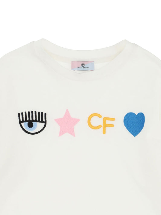 CHIARA FERRAGNI Rainbow Long-sleeved Embroidered T-shirt