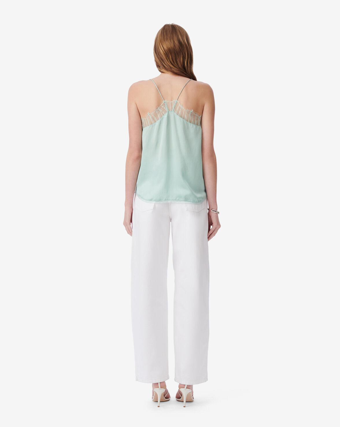 IRO BERWYN Silk Tank Top in Aqua