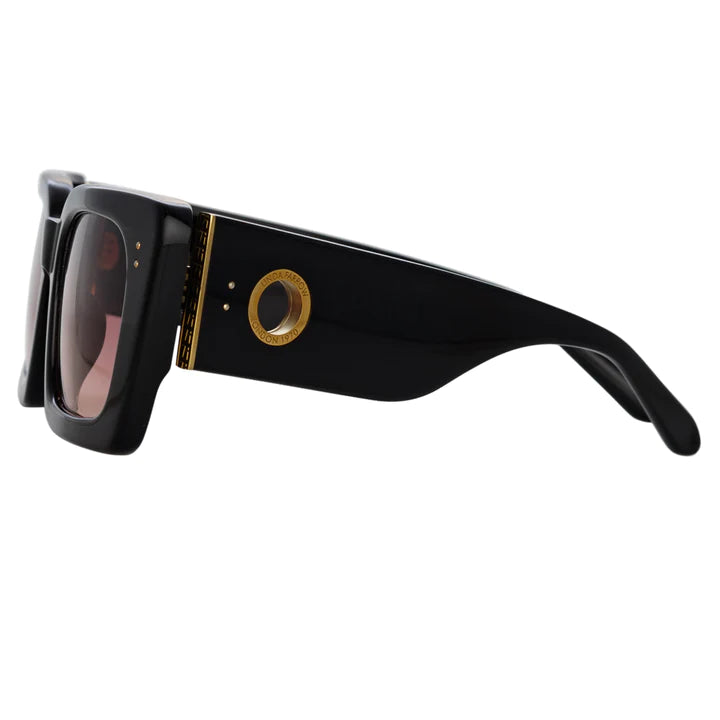 LINDA FARROW NIEVE Sunglasses in Black and Wine