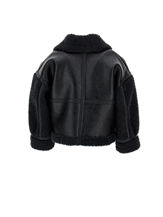 MONNALISA Sheepskin effect plush biker jacket