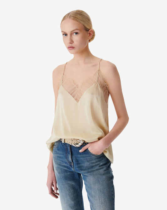 IRO BERWYN SILK AND LACE CAMISOLE