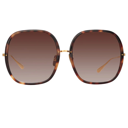 LINDA FARROW CELIA Oversized Sunglasses in Tortoiseshell
