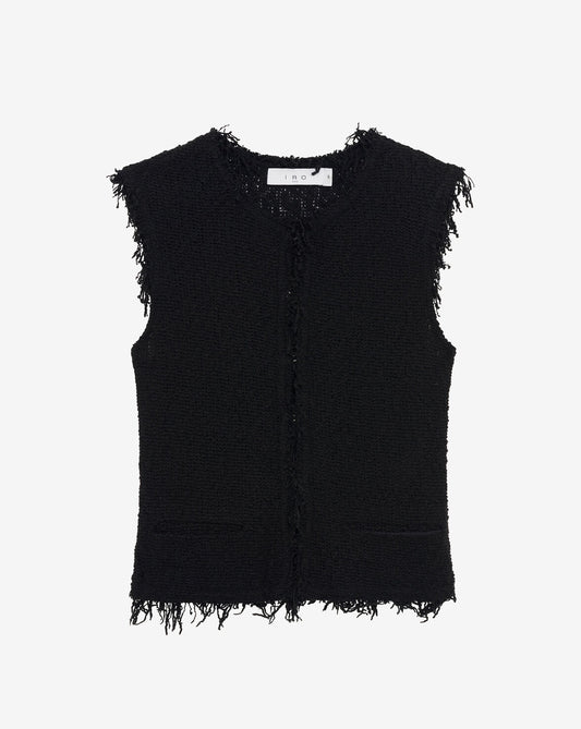 SLEEVELESS FRINGED JACKET
