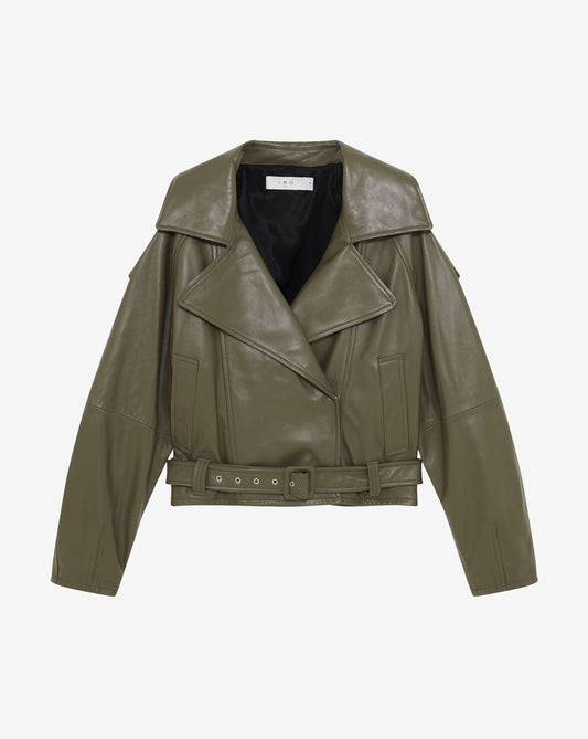 LEATHER BELTED JACKET