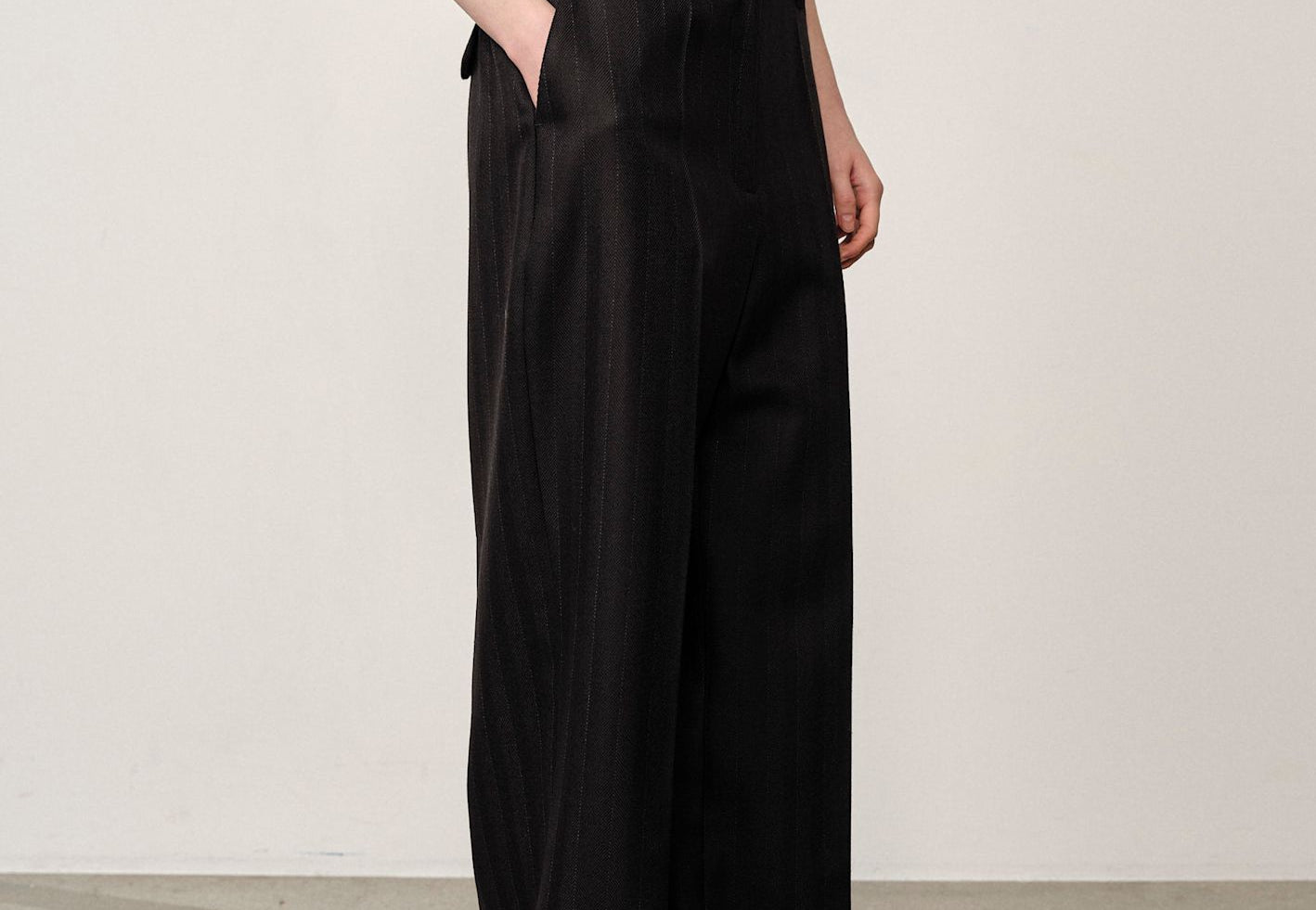 POWEL WOOL LOW WAIST PANTS- PIN STRIPES