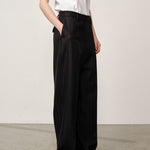 POWEL WOOL LOW WAIST PANTS- PIN STRIPES