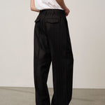 POWEL WOOL LOW WAIST PANTS- PIN STRIPES