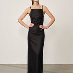 LUCA WOOL DRESS BLACK PINSTRIPE