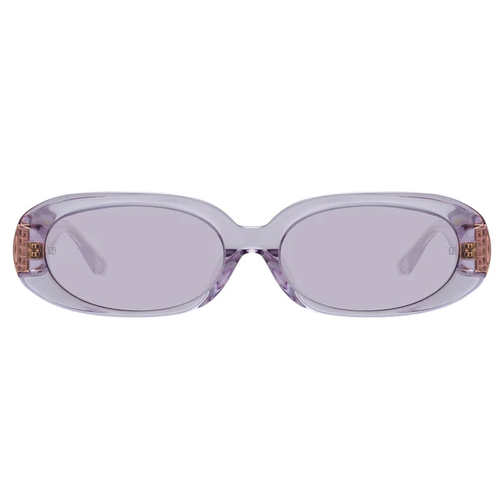 LINDA FARROW CARA Oval Sunglasses in Lilac