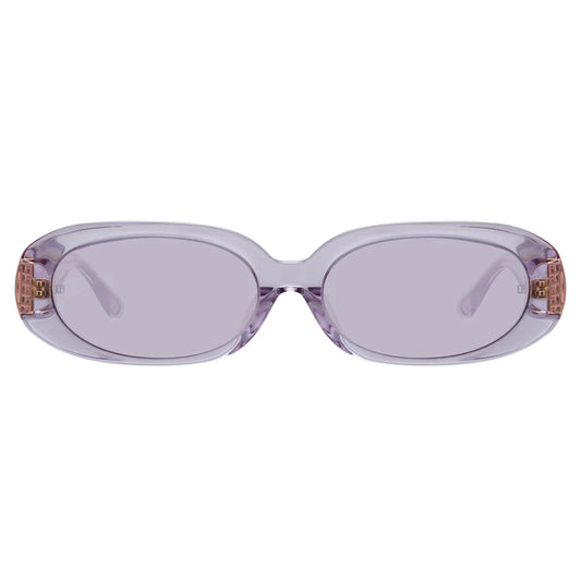 LINDA FARROW CARA Oval Sunglasses in Lilac