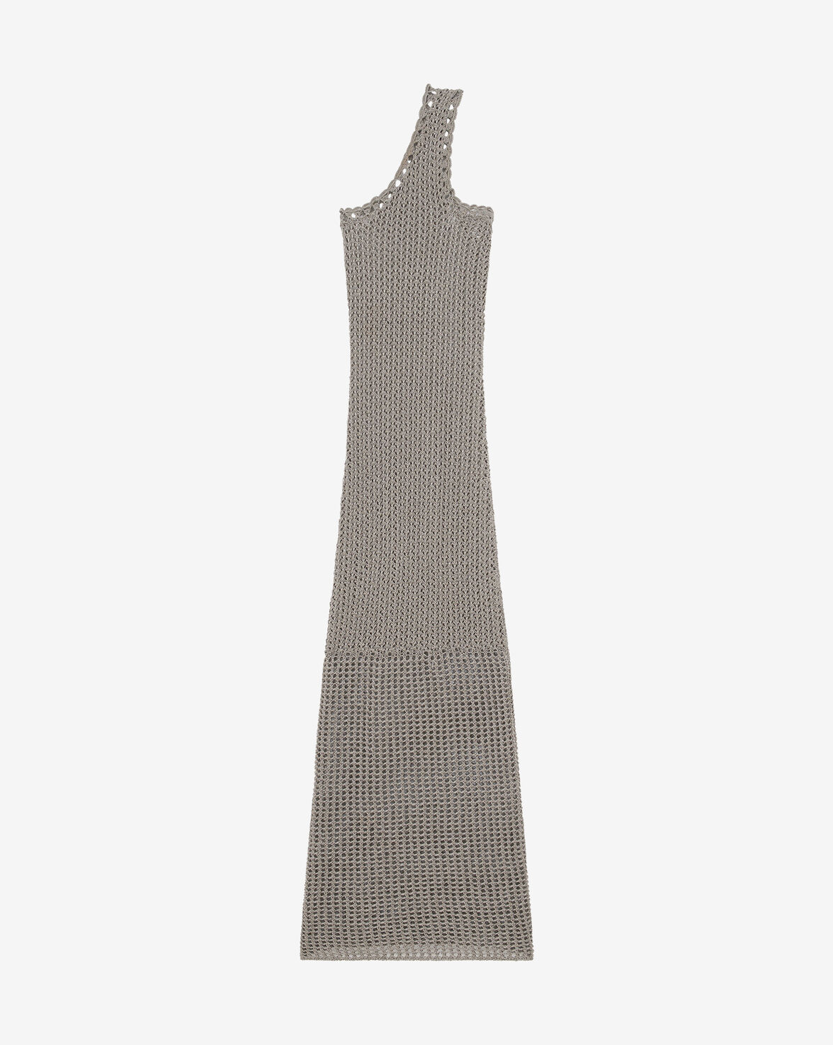 IRO WIDDY Long Crochet Dress in Metallic Grey
