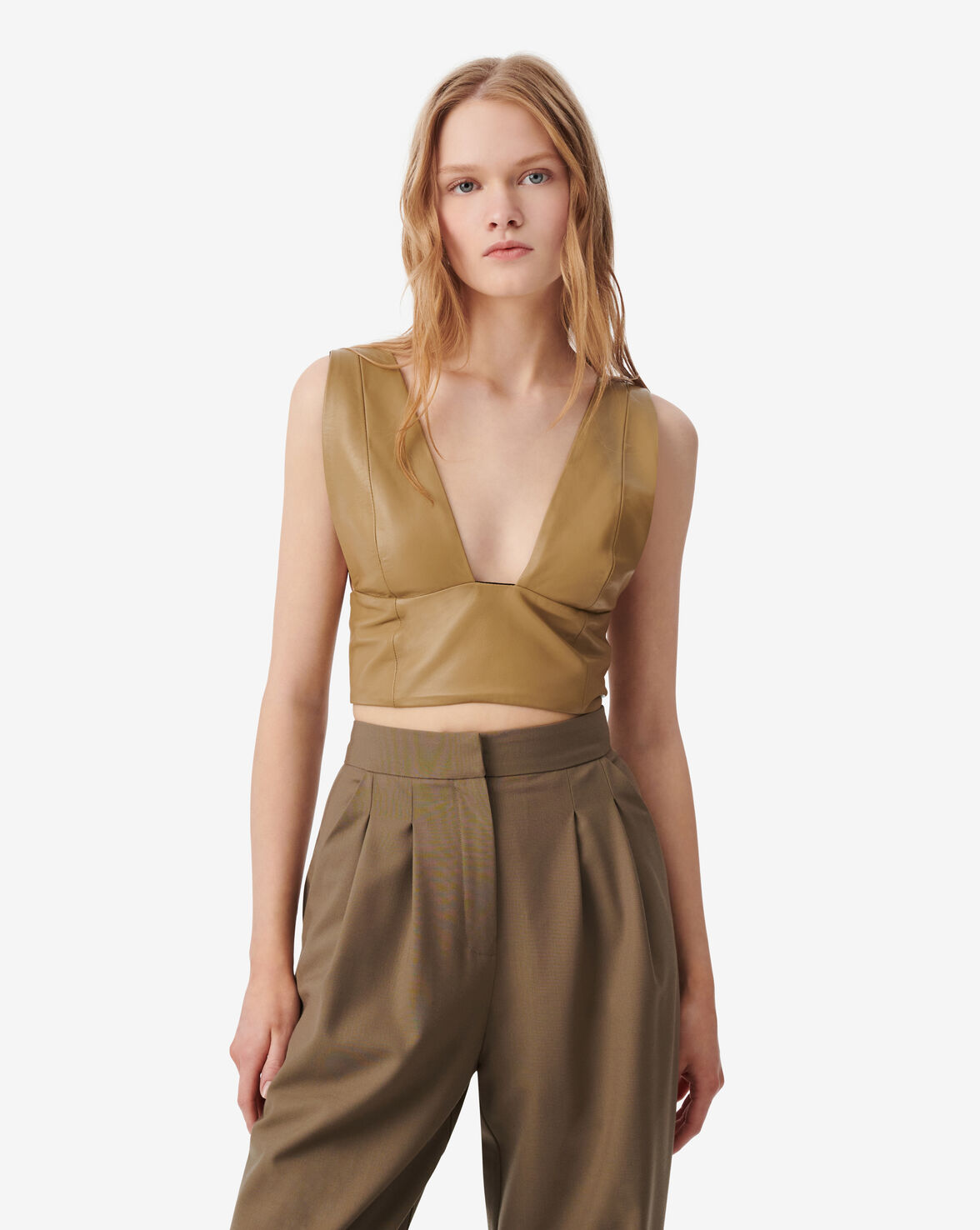 IRO SHORT LEATHER TOP
