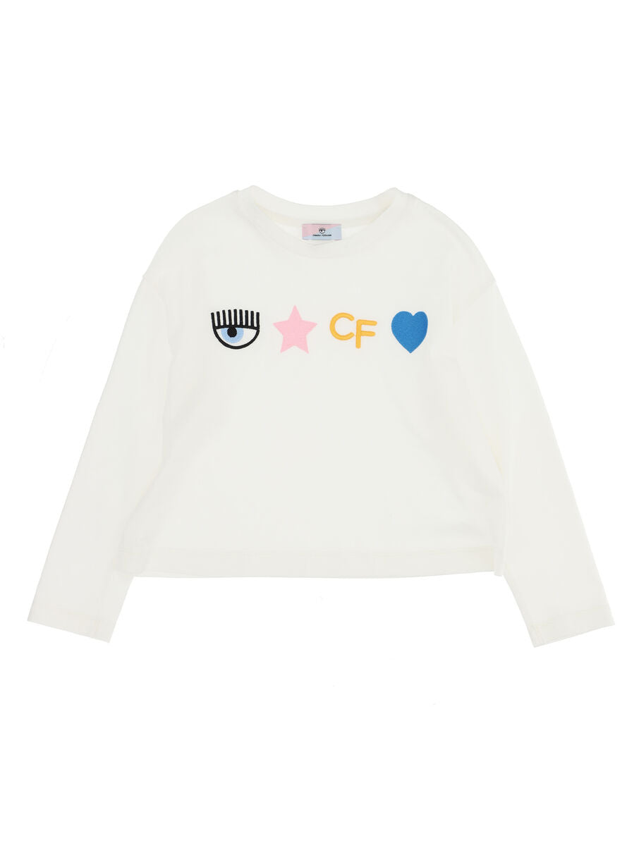 CHIARA FERRAGNI Rainbow Long-sleeved Embroidered T-shirt