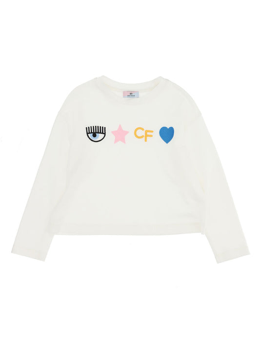 CHIARA FERRAGNI Rainbow Long-sleeved Embroidered T-shirt