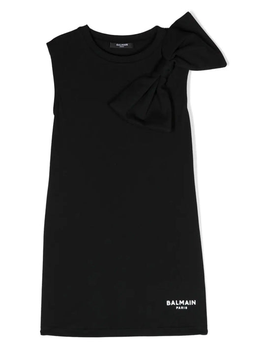 BALMAIN KIDS Bow-detail Cotton Dress