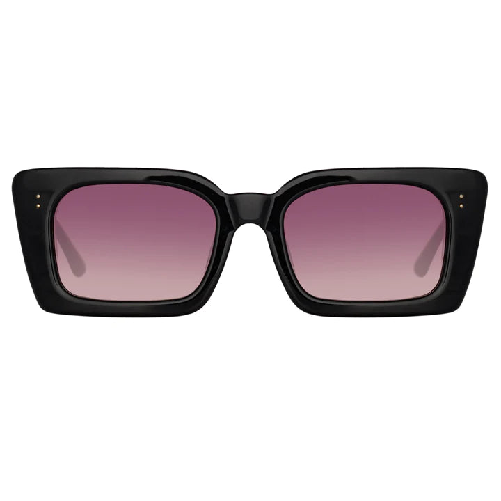 LINDA FARROW NIEVE Sunglasses in Black and Wine