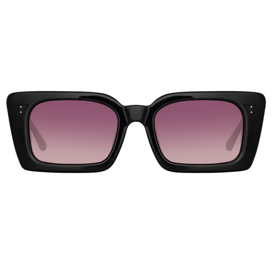 LINDA FARROW NIEVE Sunglasses in Black and Wine