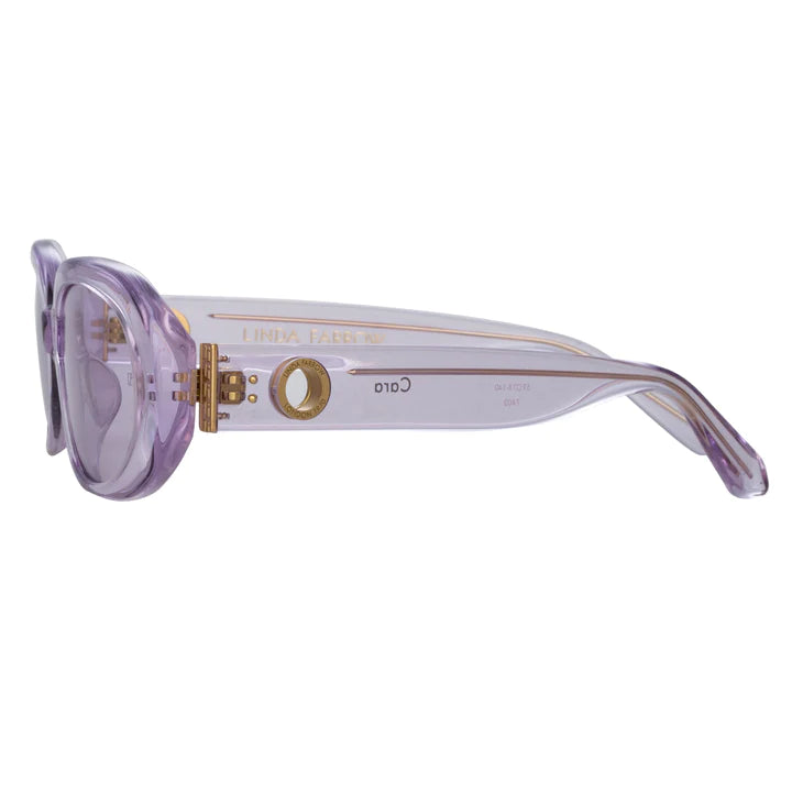 LINDA FARROW CARA Oval Sunglasses in Lilac