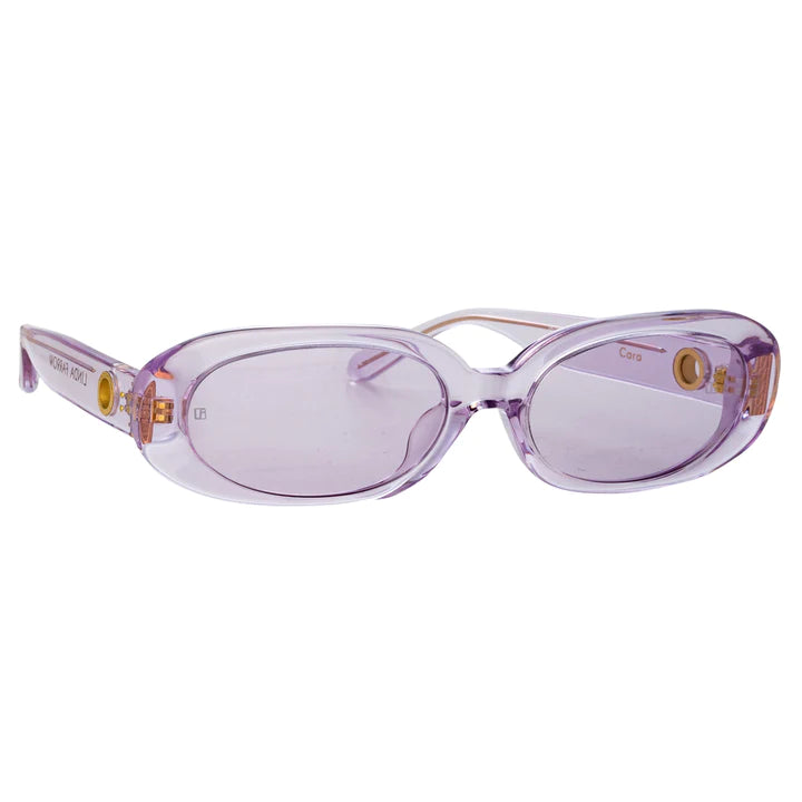 LINDA FARROW CARA Oval Sunglasses in Lilac