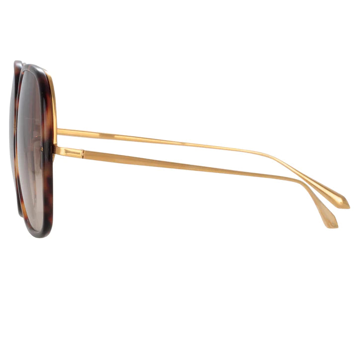 LINDA FARROW CELIA Oversized Sunglasses in Tortoiseshell