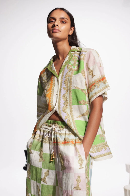 ALEMAIS CHECKMATE Linen Shirt