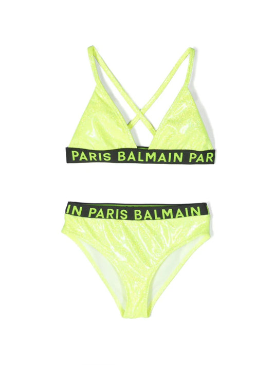 BALMAIN KIDS Elasticated-logo Waistband Bikini Set