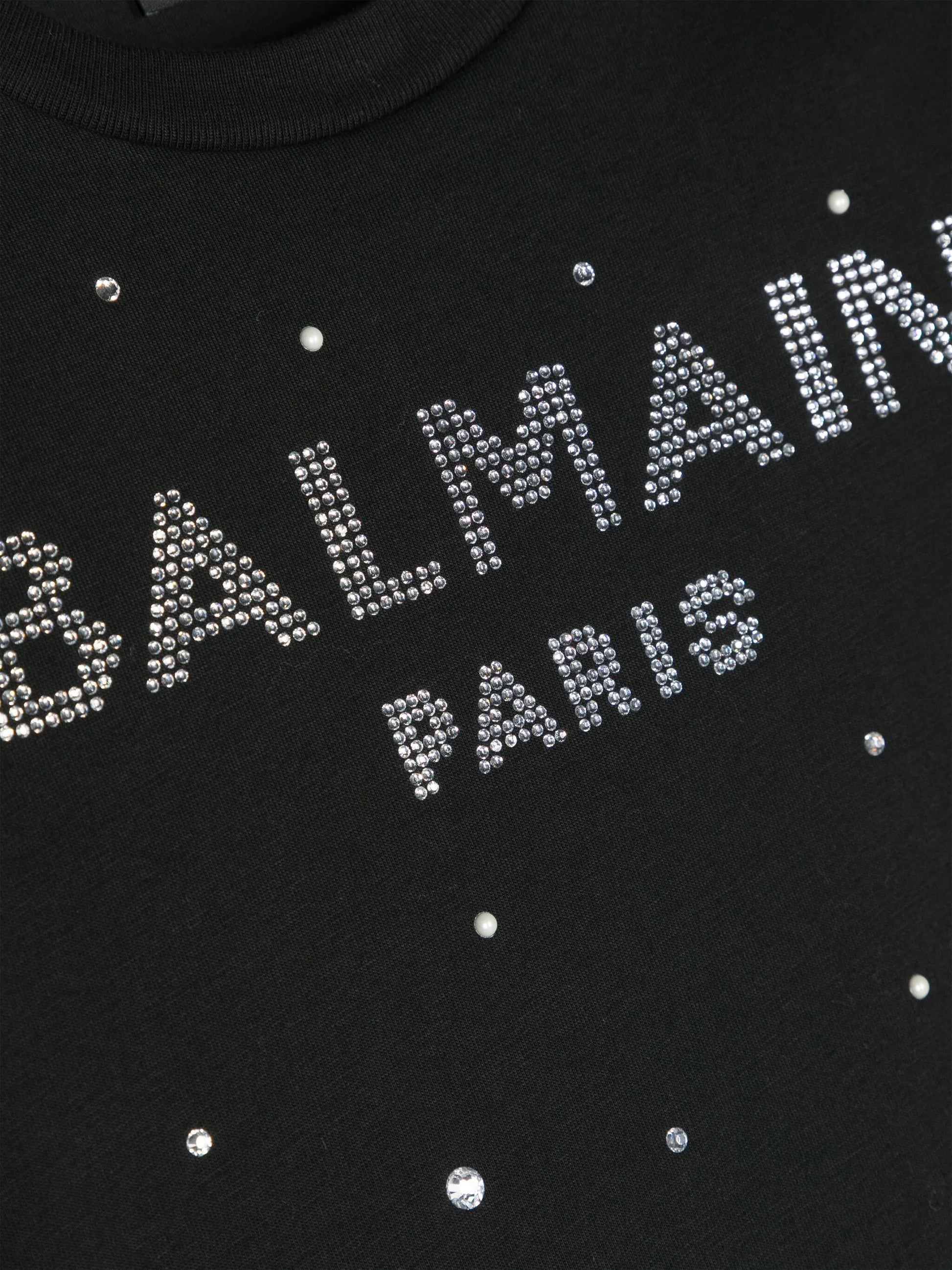 BALMAIN KIDS Rhinestone-logo Cotton T-shirt