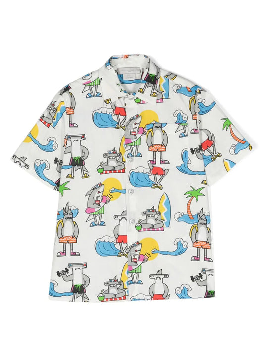 STELLA McCARTNEY KIDS Shark-print Cotton Shirt