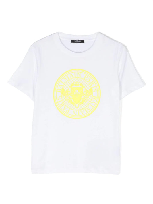 BALMAIN KIDS Cotton Coin-print T-shirt in White