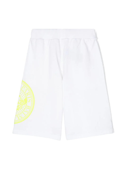 BALMAIN KIDS Coin-print Cotton Shorts in White