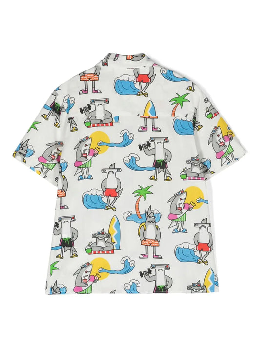 STELLA McCARTNEY KIDS Shark-print Cotton Shirt