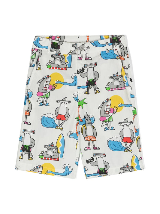 STELLA McCARTNEY  KIDS Shark-print Cotton Shorts
