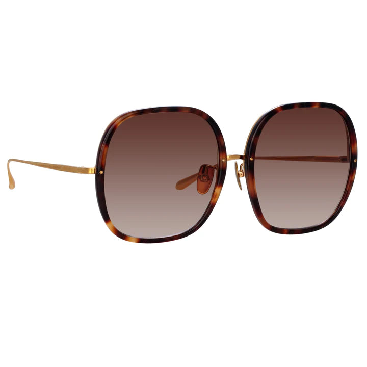 LINDA FARROW CELIA Oversized Sunglasses in Tortoiseshell