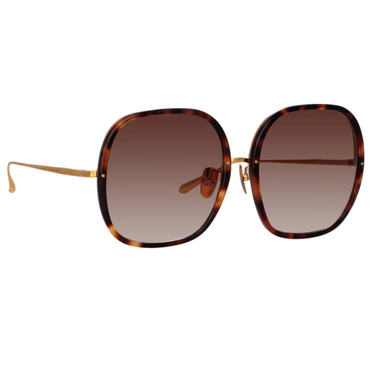 LINDA FARROW CELIA Oversized Sunglasses in Tortoiseshell