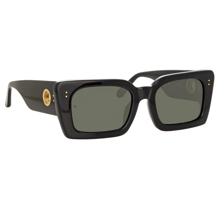 LINDA FARROW NIEVE Rectangular Sunglasses in Black