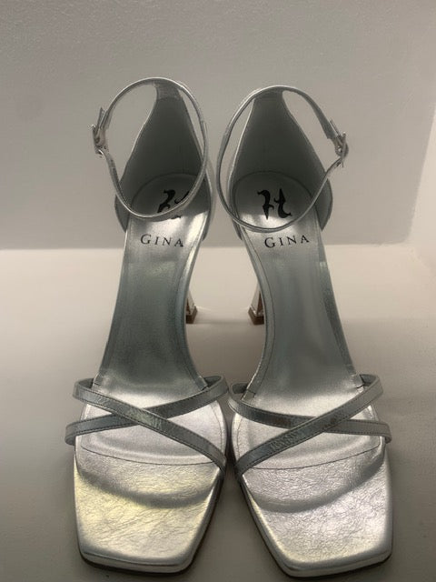 GINA ROSSI SILVER HIGH HEEL SANDAL
