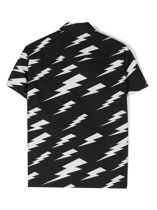 NEIL BARRETT KIDS Thunderbolt-print Cotton Shirt
