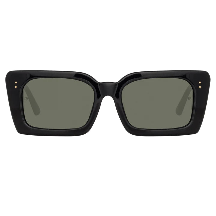 LINDA FARROW NIEVE Rectangular Sunglasses in Black