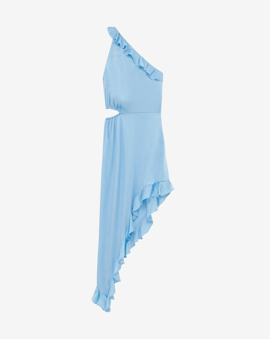 IRO PARNA Silk Asymmetrical Dress with Ruffles