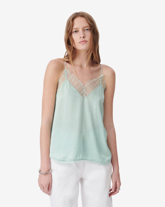 IRO BERWYN Silk Tank Top in Aqua
