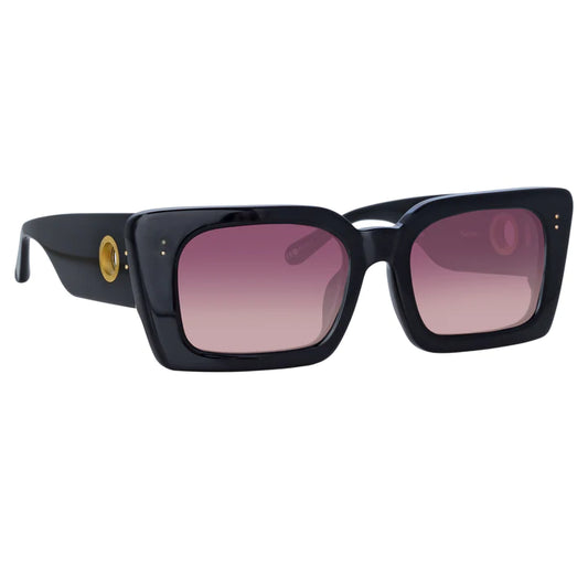 LINDA FARROW NIEVE Sunglasses in Black and Wine