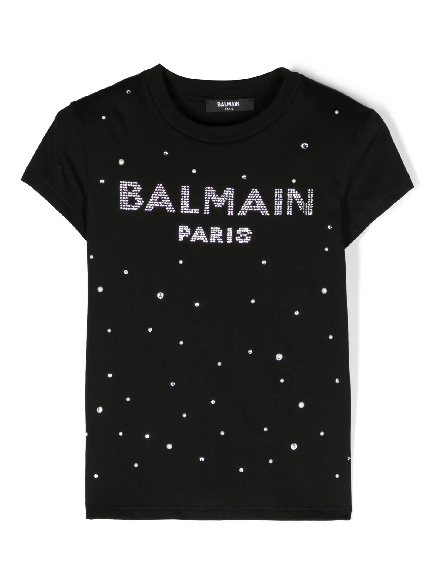 BALMAIN KIDS Rhinestone-logo Cotton T-shirt