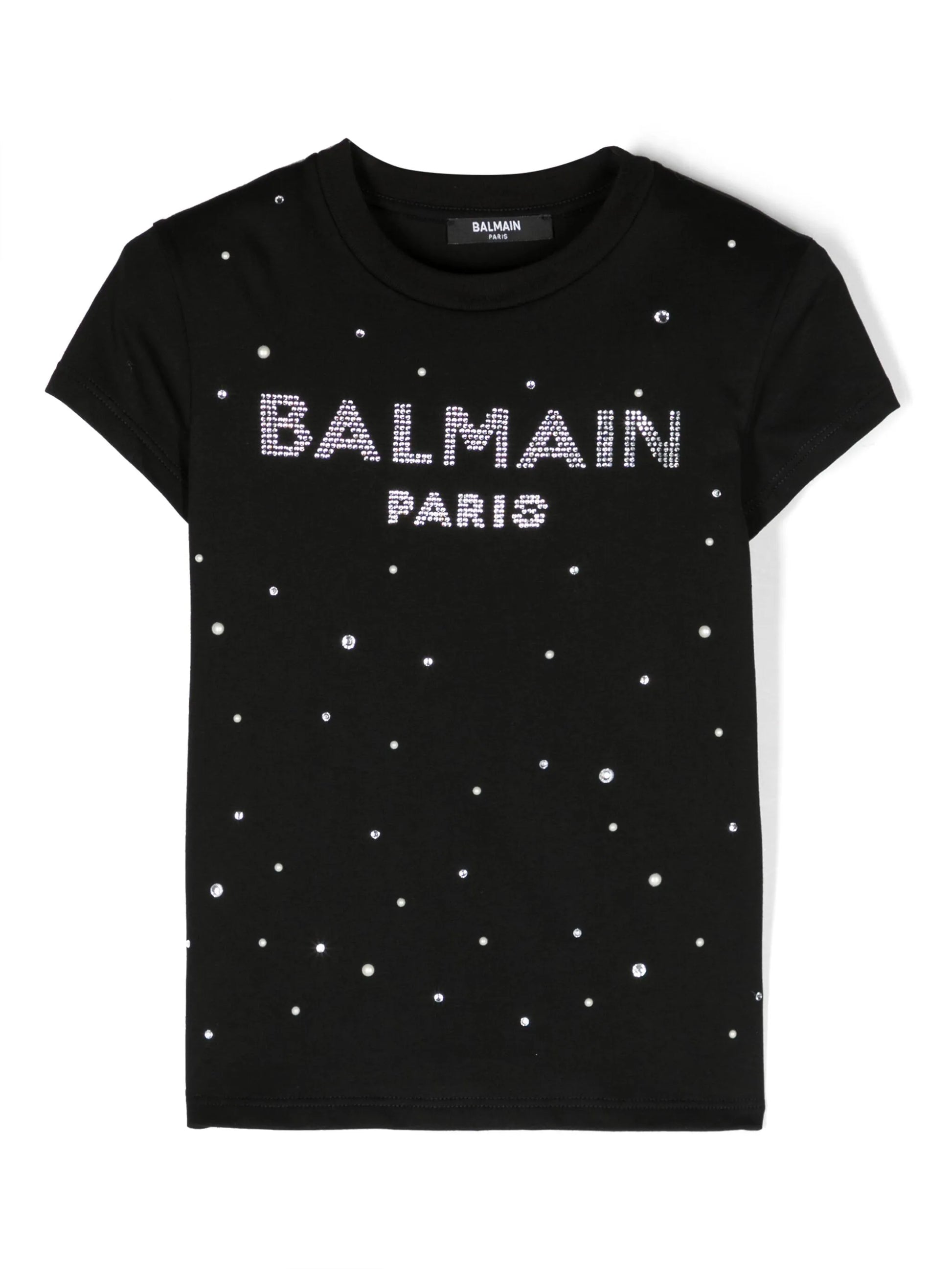 BALMAIN KIDS Rhinestone-logo Cotton T-shirt