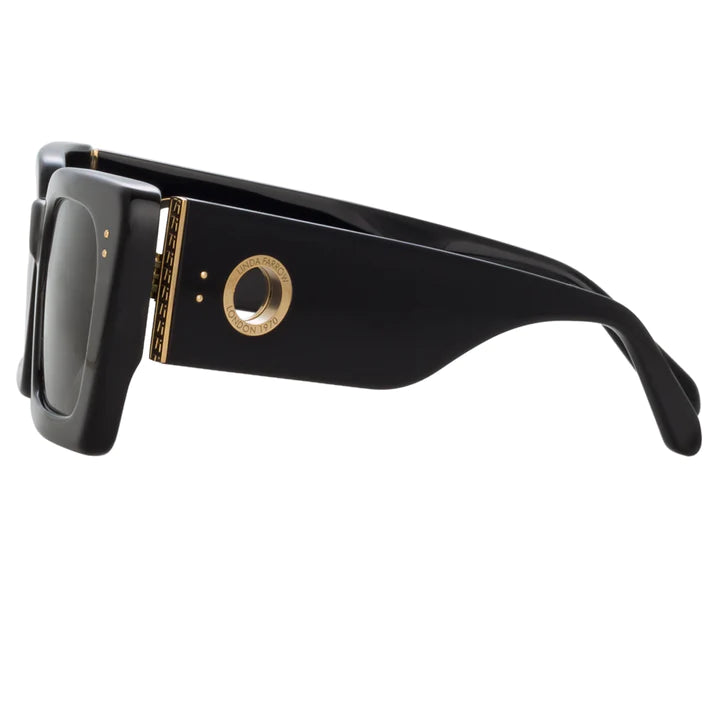 LINDA FARROW NIEVE Rectangular Sunglasses in Black