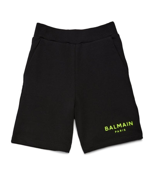 BALMAIN KIDS Logo Cotton Shorts in Black