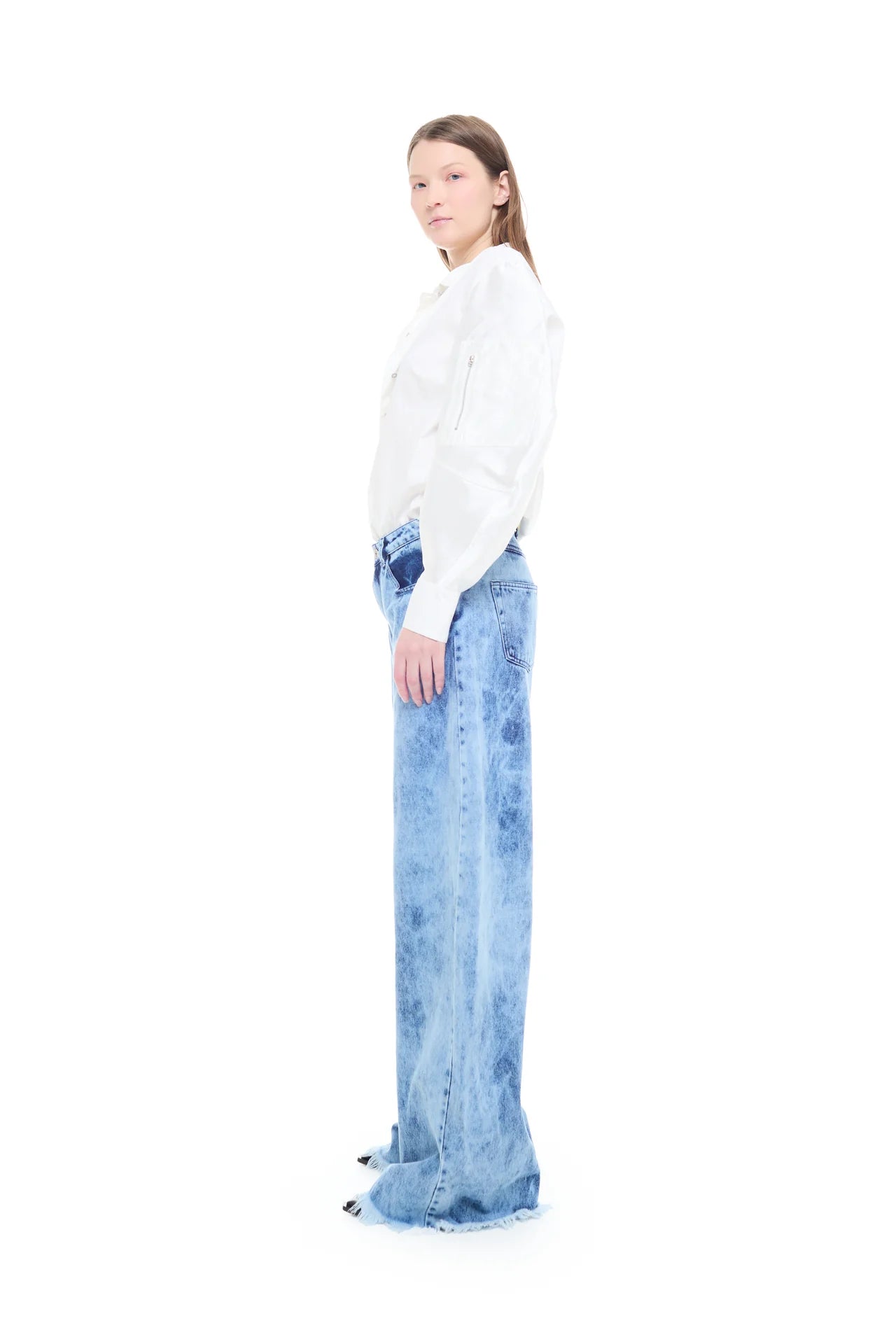 ACID WASH DENIM BOYFRIEND TROUSERS