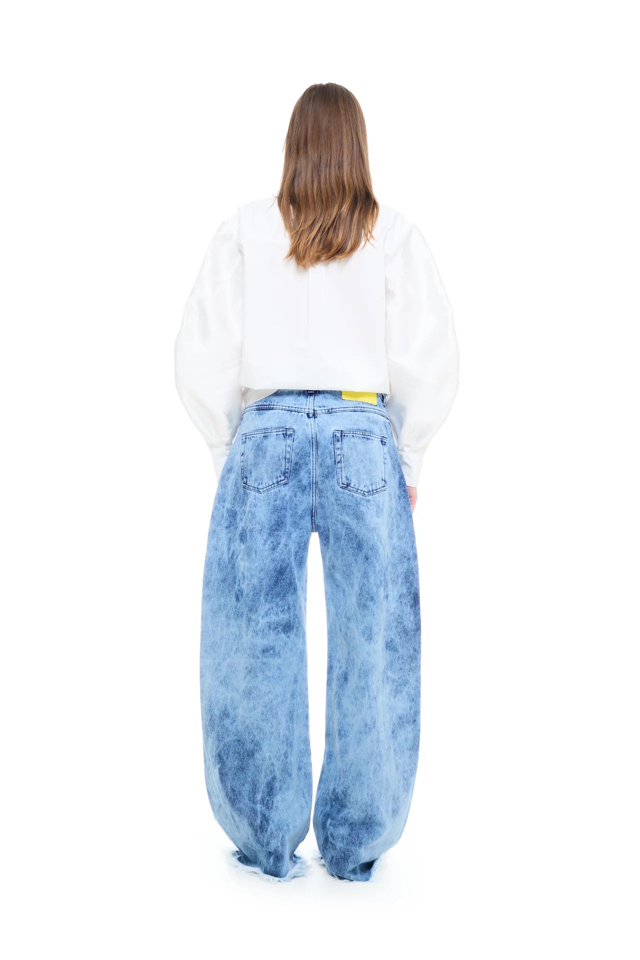 ACID WASH DENIM BOYFRIEND TROUSERS