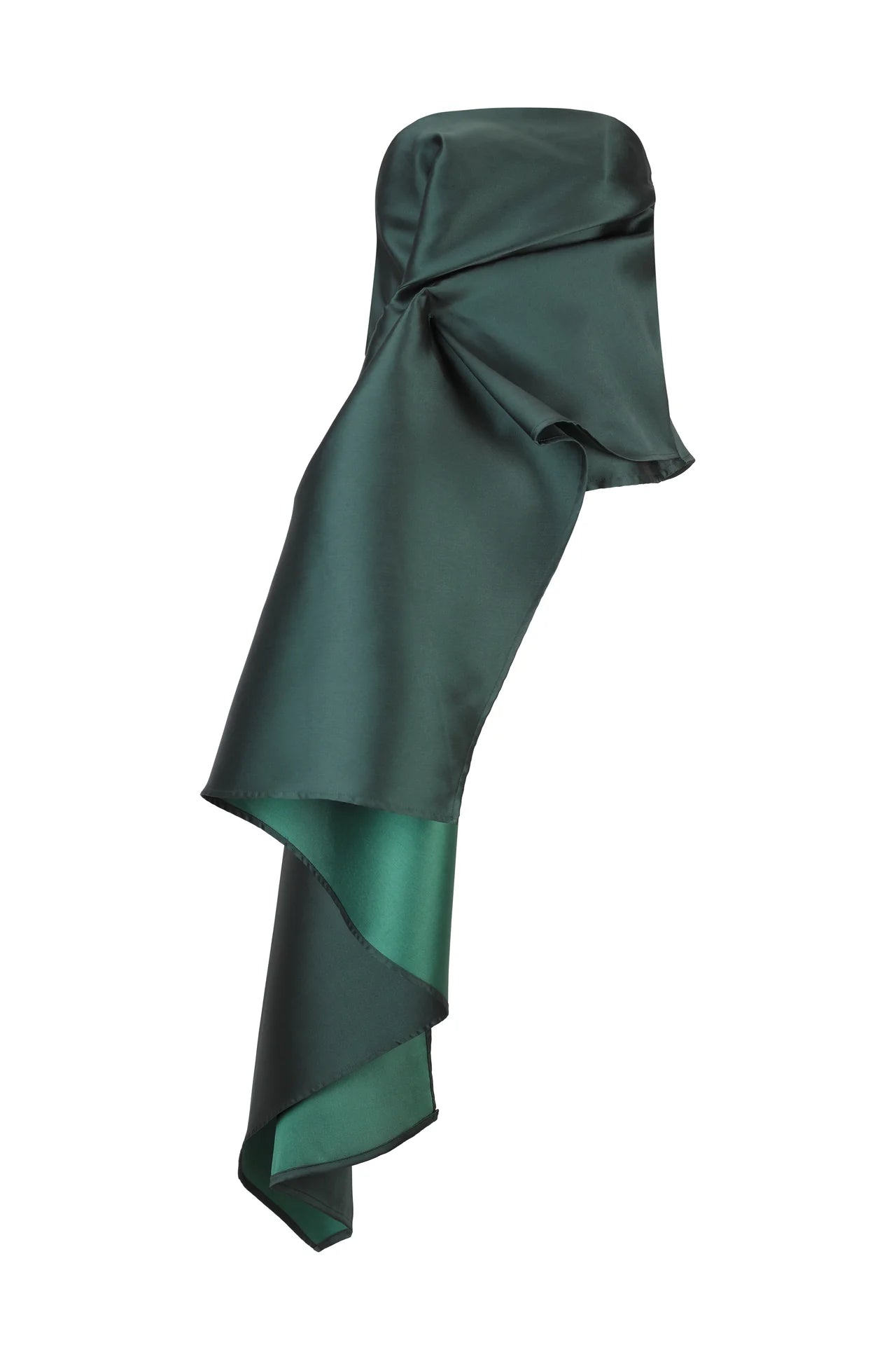 GREEN DRAPED STRAPELESS TOP