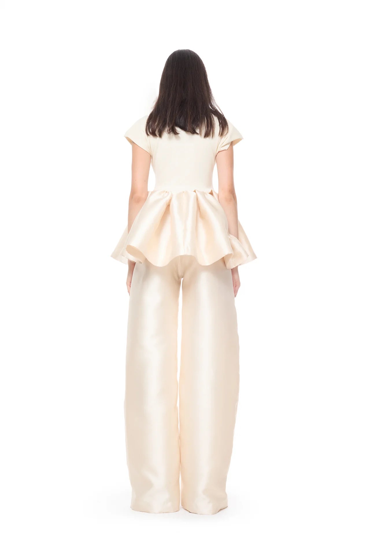 BEIGE MIKADO BOYFRIEND TROUSERS